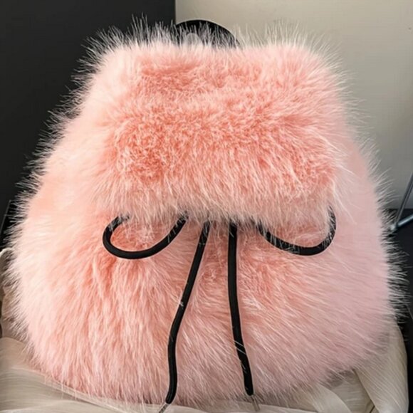 NEW Pink Faux Fur BackPack   SMALL - Picture 7 of 9
